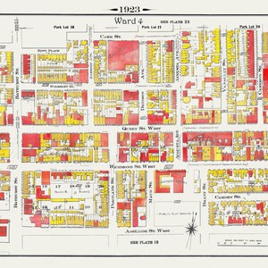 Plate 18, Toronto Downtown West, Queen St. & Spadina Ave., 1923, Map on heavy cotton canvas, 18x27in. approx.