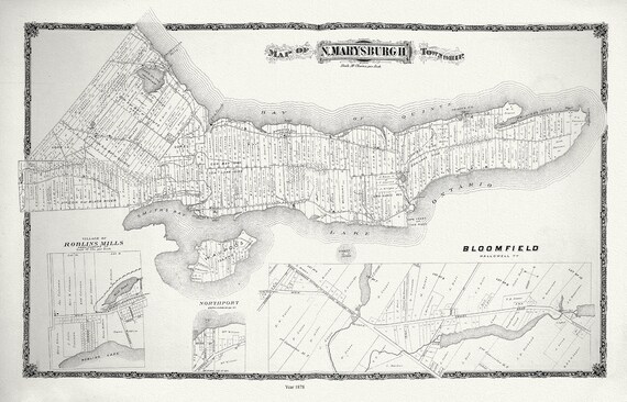 E Marysburg Township, Ontario, 1878 , map on durable cotton canvas, 50 x 70 cm, 20 x 25" approx.