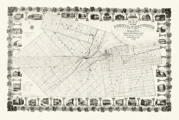 County of Hamilton-Wentworth, 1859, Map on heavy cotton canvas, 1859