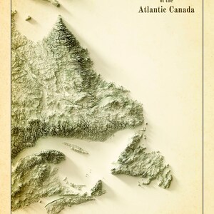 Relief Karte von Atlantic Canada, 1924 Ver. IV, Karte auf schwerer Baumwollleinwand, 50 x 70 cm, 20 x 25" ca.