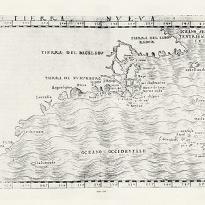 Ptolemeusz, Gastaldi et Mattioli, Tierra Nueva, 1548, mapa na grubym płótnie bawełnianym, wymiary ok. 22x27 cali.