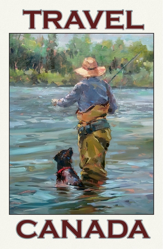 Travel Canada, Fishing Ver. 5, travel poster on durable cotton canvas, 50 x 70 cm, 20 x 25" approx