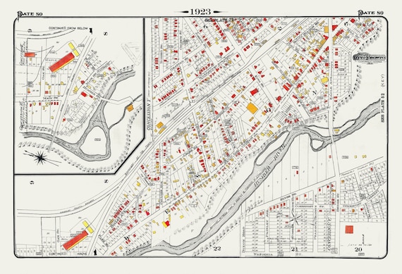 Plate 80, Toronto North and West, Weston, 1923, Map on heavy cotton canvas, 18x27in. approx.