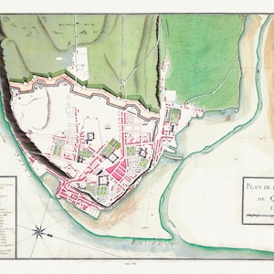 Plan de la ville de Québec, 1750 , map on heavy cotton canvas, 20 x 25" approx.
