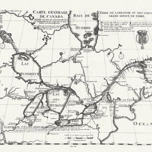 Carte Générale de Canada, Lahontan auth., 1703, mapa em tela de algodão durável, 50 x 70 cm, 20 x 25" aprox.