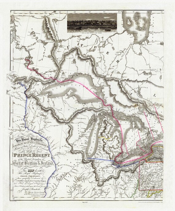Bouchette et Faden, West sheet, Map of the Provinces of Upper and Lower Canada,etc.,1815, map on heavy cotton canvas, 22x27" approx.