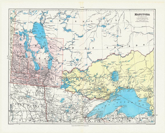 Manitoba, 1904, Stanford auth.,, map on durable cotton canvas, 50 x 70 cm, 20 x 25" approx.