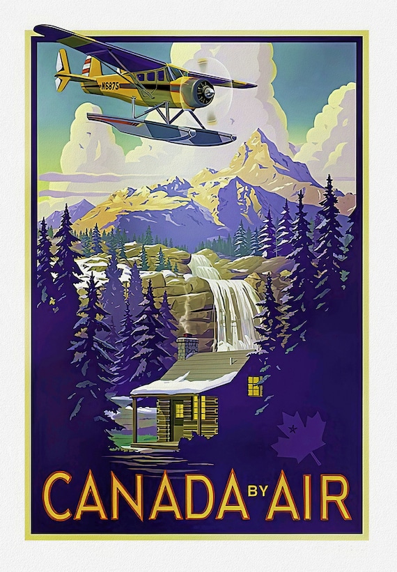 Canada by Air, Travel Poster on heavy cotton canvas, 22x27" approx.