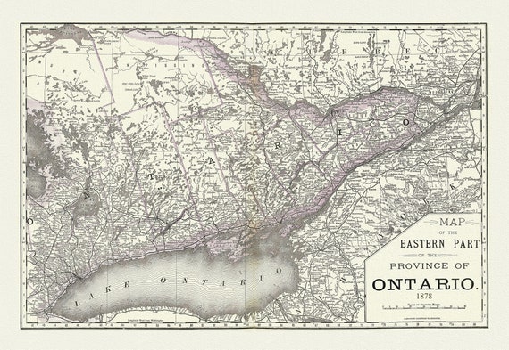 Rand, McNally & Co., Eastern Part of the Province of Ontario, 1878, map on heavy cotton canvas, 22x27" approx.