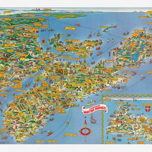 Bloodgood, une carte panoramique des provinces maritimes du Canada, 1953
