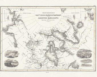 Discoveries of Capts. Ross, Parry and Franklin in the Arctic Regions, in 1818, 1819, 1820, 1821 & 1822, Wyld auth.,1823, 20x25&quot; approx