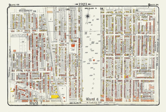 Plate 68, Toronto North West, Caledonia & St. Clair, Prospect Cemetery, 1923, Map on heavy cotton canvas, 18x27in. approx.