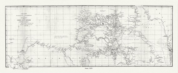 Chart to Illustrate the Narrative of the Accomplishment of the North West Passage by H.M. Ship 'Investigator', 1859,  20 x 34" approx.