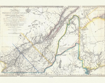 Quebec: Wyld, Map Of The Province Of Lower Canada, 1838 , map on heavy cotton canvas, 22x27" approx.