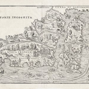 Rasmusio, La Terra Nuova, 1556, on heavy cotton canvas, approx.22x27"