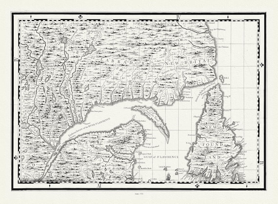 Part of a  Map of the British Empire in America, Popple auth., 1733E, map on heavy cotton canvas, 50 x 70 cm, 20 x 25" approx.