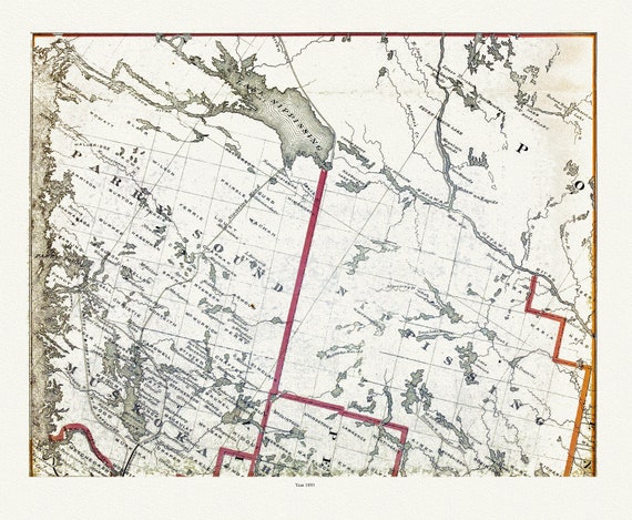 Muskoka-Haliburton, Parry Sound-Nipissing, 1893 , map on heavy cotton canvas, 20 x 25" approx.