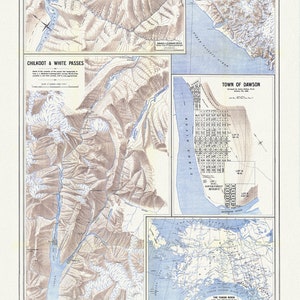 Mapa de Yukon, hoja no. 01, 1898, mapa sobre lienzo de algodón resistente y duradero, 19 x 25" (50x70 cm) APROX.
