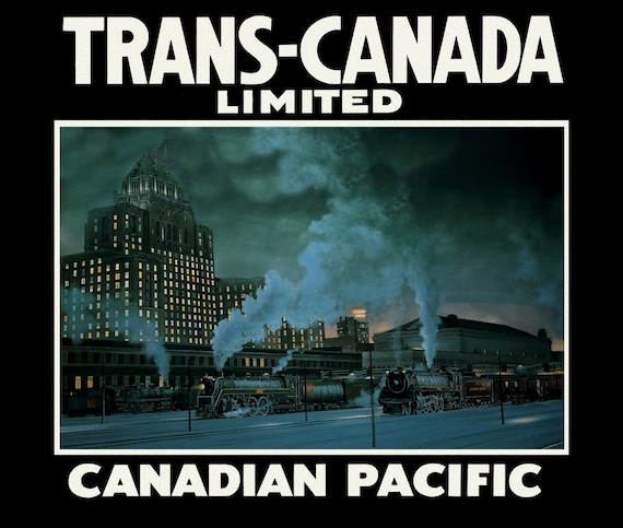 Trans-Canada, Canadian Pacific Railway Ver. XXXVI, vintage  poster on durable cotton canvas, 50 x 70 cm, 20 x 25" approx.