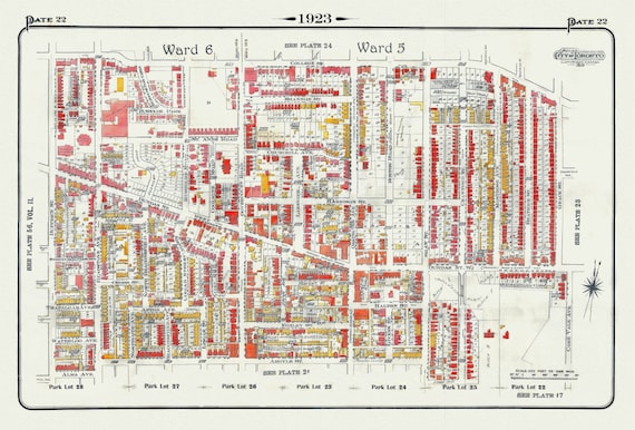 Plate 22, Toronto West, Parkdale & Brockton, 1923, Map on heavy cotton canvas, 18x27in. approx.