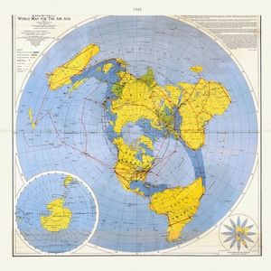 Renner, Hemisferio Norte -Polar View, 1942, Mapa impreso en lienzo de algodón pesado, 22x27in. Aproximadamente.