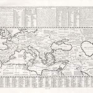 Henri Chatelain, Tome I. No. 10. Carte Historique, Cronologique, Et Geographique De L'Empire Romain, 1718 ,on  cotton canvas, 22x27" approx.