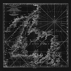Jefferys, um mapa geral da ilha de Terra Nova, 1776 ver. BWI, mapa em tela de algodão durável, 50 x 70 cm, 20 x 25" aprox.