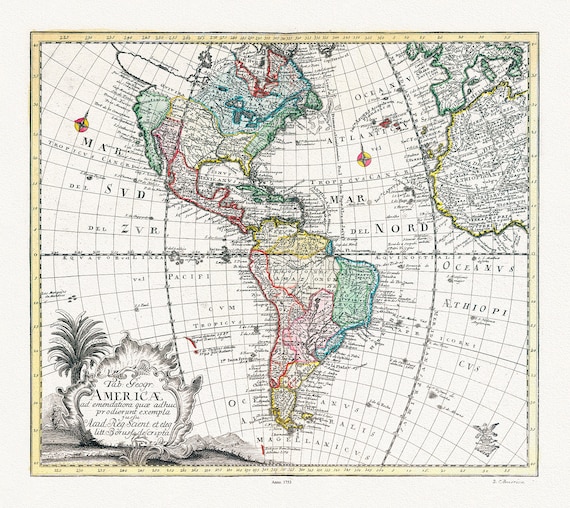 Euler, Sauerbrey et Rhode, Tabula Geographica Americae, 1753 ,Map on heavy cotton canvas, 22x27in