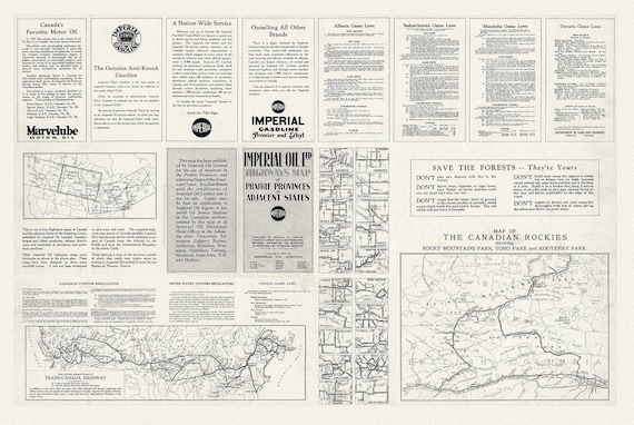 Canadian Rockies. Map Showing Proposed Routes of Trans-Canada Highway, 1930, on heavy canvas, approx.22x27"