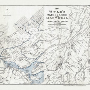 Wyld, A Sketch Map of the Country Around Montreal, 1837, , map on heavy cotton canvas, 20x27" approx