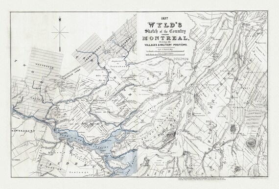 Wyld, A Sketch Map of the Country Around Montreal, 1837, , map on heavy cotton canvas, 20x27" approx