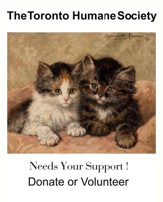 The Toronto Humane Society, Needs Your Support!, Ver. IX, vintage  print on canvas,  50 x 70 cm, 20 x 25" approx.