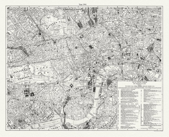 WW II, Map of Central London for Canadians on Leave, 1941 , map on durable cotton canvas, 50 x 70 cm, 20 x 25" approx.