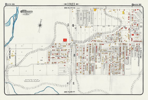 Plate 69, Toronto West, Mount Dennis, Eglinton & Jane, 1923, Map on heavy cotton canvas, 18x27in. approx.