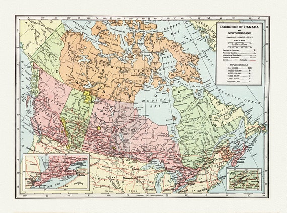 Hammond, Dominion of Canada and Newfoundland,1948 , map on heavy cotton canvas, 20 x 25" approx.