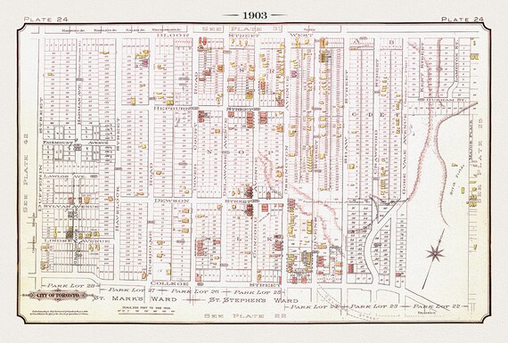 Plate 24, Toronto West, Dovercourt, Bloorcourt & Christies Pits South, 1903