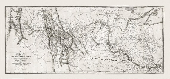 Lewis and Clark's track, across the western portion of North America in 1804, 5 & 6, , map on heavy cotton canvas, 22x27" approx.