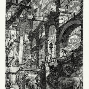 Giovanni Battista Piranesi, Le Carceri d'Invenzione, Planche VI, 1760, une gravure sur toile de coton épais, 56x70cm environ