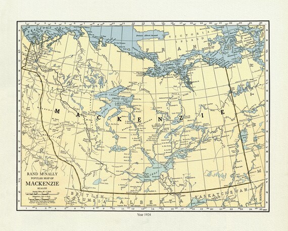 Mackenzie, 1924, Map on heavy cotton canvas, 22x27" approx.