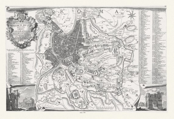 Noli et Bufalini, Administro Vrbis Ichnographiam, Roma, 1748map on heavy cotton canvas, 22x27" approx.