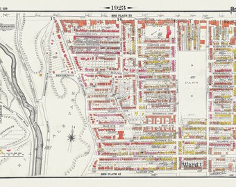 Plate 40, Toronto East, Riverdale, Withrow Park, 1923, Map on heavy cotton canvas, 18x27in. approx.