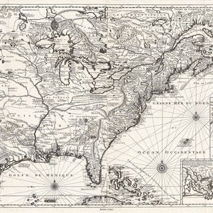 Carte de la Nouvelle France, 1720, Van Keulen,  map on heavy cotton canvas, 50 x 70cm, 20 x 25" approx.