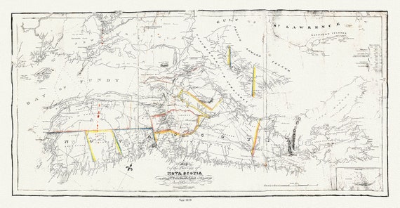 Map of the province of Nova Scotia including Cape Breton Prince Edwards Island and part of New Brunswick, Toler, 1819, 20 x 25" approx.