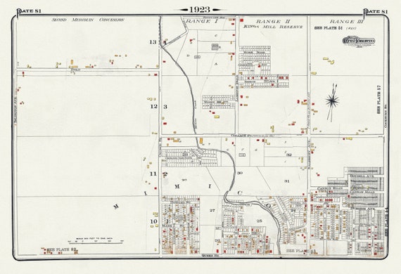 Plate 81, Toronto West, Mimico & Etobicoke, Kingsway, 1923, Map on heavy cotton canvas, 18x27in. approx.