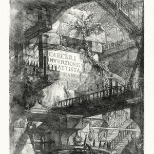 Giovanni Battista Piranesi, Le Carceri d'Invenzione, Planche VIII, 1760, une gravure sur toile de coton épais, 56x70cm environ