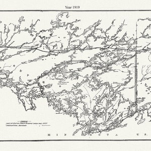 Canadian Northern Railway Quetico Forest Reserve und Rainy Lake Region von New Ontario, 1919, Landkarte auf Leinwand, 50 x 70 cm, ca.