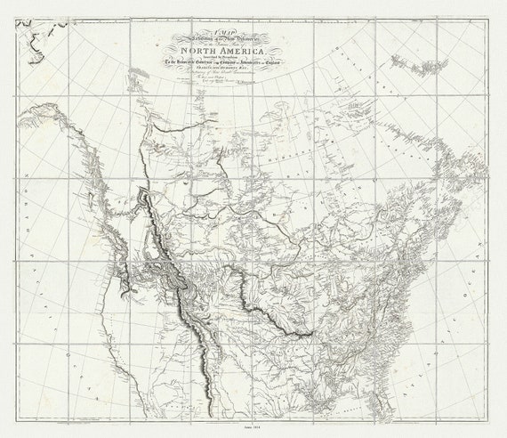 Arrowsmith, New Discoveries in the Interior Parts of North America, 1814, map on heavy cotton canvas, 22x27" approx.