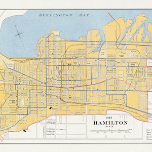 Canada, Department of Interior, Hamilton, 1915, kaart op zwaar katoenen doek, 22x27" ca.
