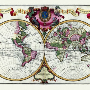 Guillaume Delisle, Mappemonde a l'usage du Roy, 1720 Ver. A, Map on heavy cotton canvas, 22x27in. approx.