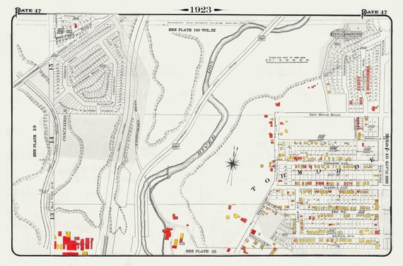 Plate 47, Toronto East York, Todmorden, 1923, Map on heavy cotton canvas, 18x27in. approx.